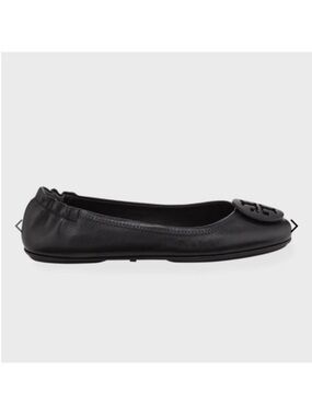 Tory Burch Women's Black Minnie Travel Leather Ballet Flats 10
